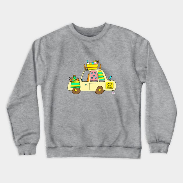 vintage yellow car Crewneck Sweatshirt by Mellowdays